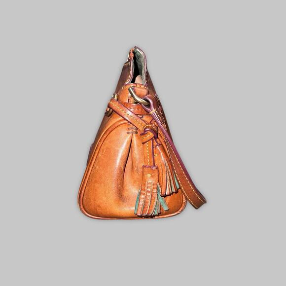 Vintage Dooney & Bourke Florentine Leather Small Crossbody Bag – Saddle Brown - Picture 4 of 7